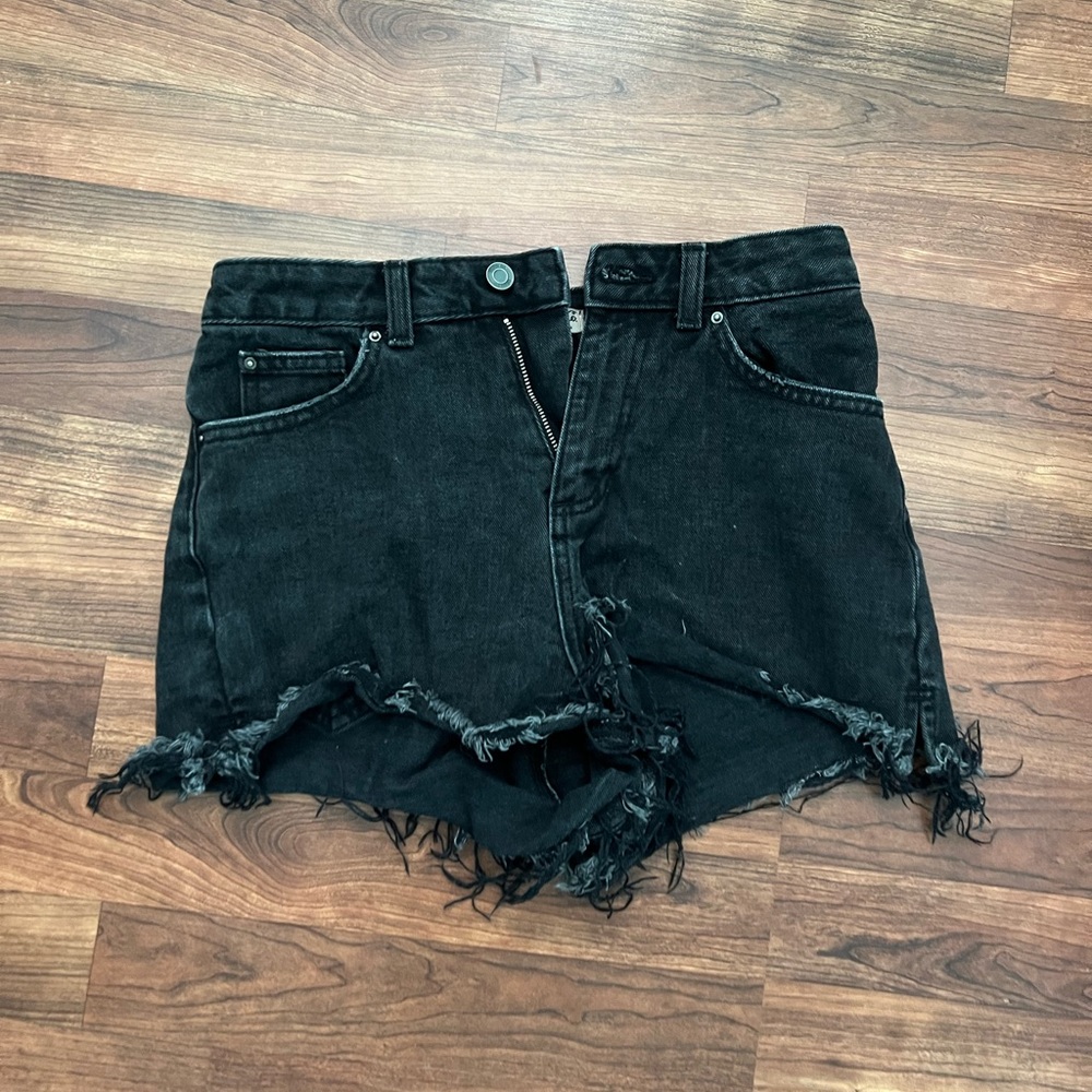 Black Ripped Jean Shorts